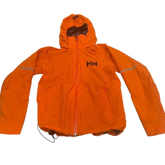 Helly Hansen Junior Orange Loen Jacket Youth Outdoor Windbreaker Waterproof 10 - Picture 1 of 11
